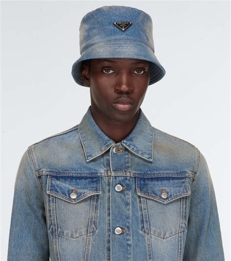 prada bucjet hat|Prada denim bucket hat.